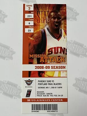 2008 Portland Trail Blazers Phoenix Suns Ticket 11/1/08 Muhammad Ali At Game • $10