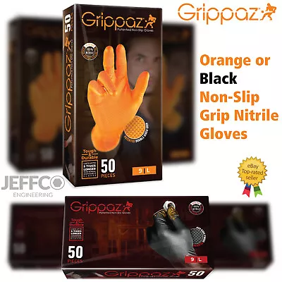 Grippaz Nitrile Gloves Orange Black Heavy Duty Grip Mechanics Fish Scale Grip • £12.95