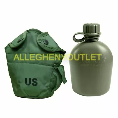 NEW 1QT Canteen & USED Cover Pouch LC2 1 Quart OD Green With 2-ALICE Clips SET • $15.98