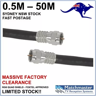 $7.35 • Buy Black RG6 Coax Cable 0.5m - 50m Digital TV Antenna Foxtel NBN Optus