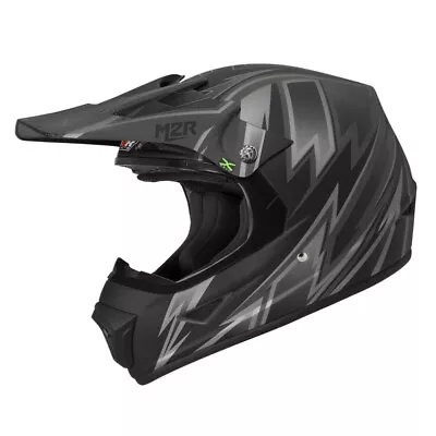 NEW M2R XYOUTH Thunder PC-5F Matte Black Kids Motocross Dirt Bike Helmet • $149