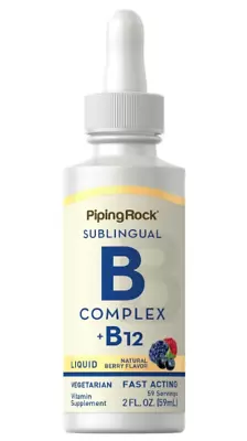 B-Complex Liquid Plus B-12 Sublingual 1200 Mcg 2 Fl Oz (59 ML) Dropper Bottle • $11.35