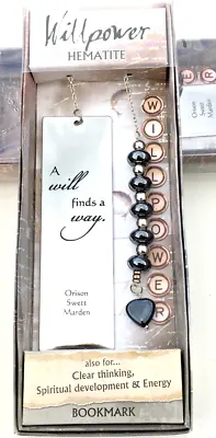 Precious Stone Hematite Quotation Bookmark Willpower Engraved Quote Page Marker • £3.95