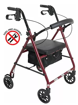 $69.95 • Buy NEW Lightweight Foldable Rollator Walker With Wheels, Soft Seat By Wave Medical 
