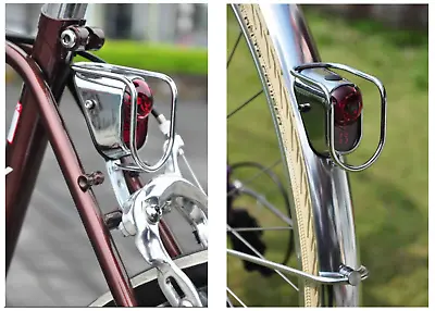 Bicycle Fender Light / Vintage Bike Tail Light / Retro Rear Light / Chrome LED • $18.50