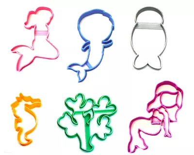 Mermaids And Merman Ocean Sea Aquatic Creatures Set 6 Cookie Cutter Usa Pr1368 • $11.99