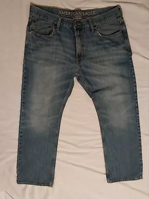 American Eagle Jeans Mens 36/38 Original Straight Distressed Blue Denim Vintage • $16.50