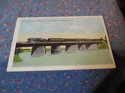 (1032) Old Postcard  C & N W And C. M. & St. P Ry Bridge Janesville Wis • $9.99