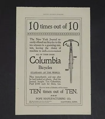 Antique 1896 Magazine Print Ad COLUMBIA BICYCLES Pope Mfg. Co. And MONARCH • $12.97