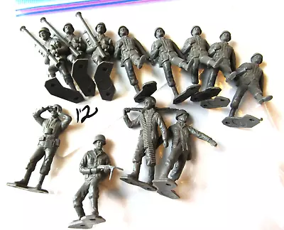 12 Vintage MARX WWII German Soldiers 1963 Incl. 1 With Binoculars • $9.99