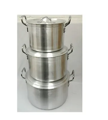 £200.99 • Buy NEW 3pc Groundbase Aluminium Casserole 10 /12 /14  Cookware Cooking Catering POT