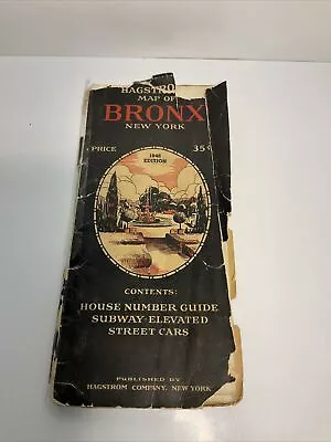 Vintage Hagstrom’s Map Of Bronx 1948 Org. Price .35 Cents Rare! • $34