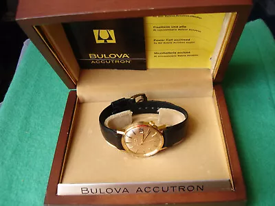 Men's Vintage 1971 18K SOLID GOLD BULOVA ACCUTRON  Tuning Fork  Cal.2181 Boxed • £799.99