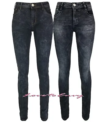 £12.99 • Buy Womens Ladies Jeans Slim Skinny STRETCH Grey Acid Wash Jeans Size 8 10 12 14 16.