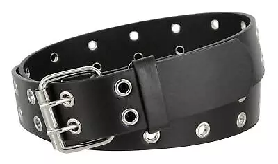 Solid Rich Fashion Double Grommet Twin Prong Leather Casual Jean Belt 1-1/2  • $9.73