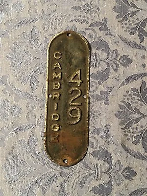 LOW NUMBER 429 Vintage Cambridge Massachusetts Bicycle License Plate Bike Boss • $249