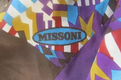 Vintage Authentic Missoni Silk Multi-color Abstract Print Square Scarf Italy • $55
