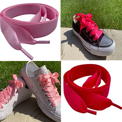 Pink Ribbon Shoe Laces With Aglets For Kids & Women's Trainers • £2.65