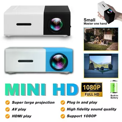 Mini Portable YG300 Multimedia USB Projector Full HD 1080P Home Theater Cinema • £28.88