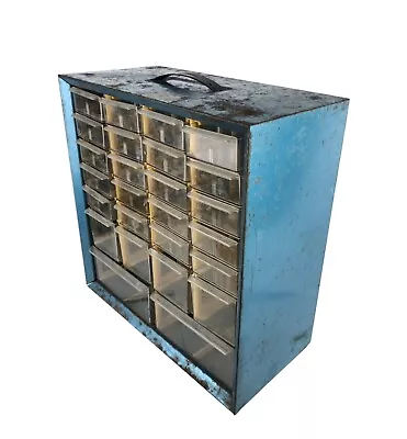 VTG 27 Drawer Akro Mils Blue Metal Parts Storage Cabinet Organizer 8 X 8 X 6  • $29.99