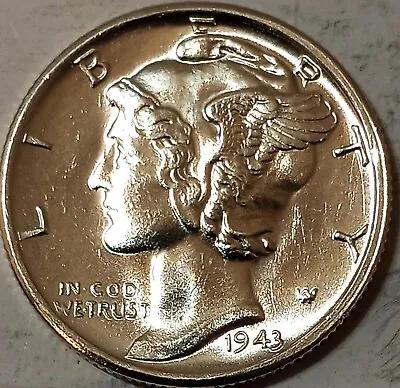 1943-d Mercury Dime BU Uncirculated 90% Silver Denver * FROM ROLL * 1 COIN ~ UNC • $11.95
