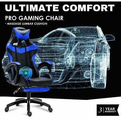 Gaming Chair Office Computer Seating Racing PU Executive Massage Racer Recliner • $142.80