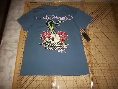 Mens Medium Steel Blue Ed Hardy T-shirt - Nwt • $27