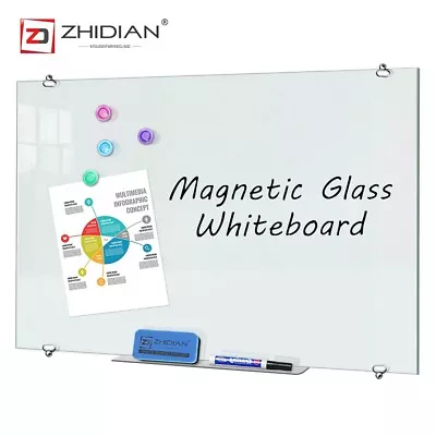 ZHIDIAN Magnetic Glass Dry Erase Board Frameless Glass Whiteboard 36  X 24  • $64.97