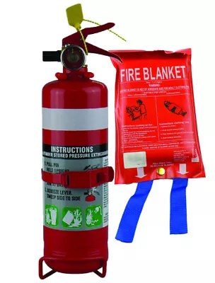 1KG Dry Chemical ABE Fire Extinguisher With HD Metal Bracket + Fire Blanket 1x1M • $59.99