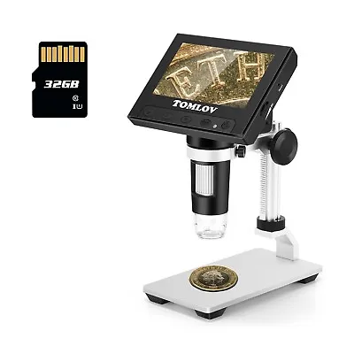 TOMLOV Coin Magnifier Photo Video 1000X 4.3'' LCD Digital Microscope With Screen • $59