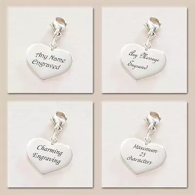 Sterling Silver Heart Charm Lobster Clasp Personalised Engraved Graduation Gift • £15.99