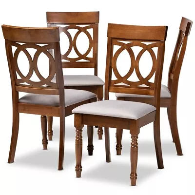 Baxton Studio LucieGrey And Brown Finished Wood 4-Piece Dining Chair Set • $216.99