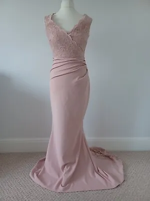 Evening Dress QUIZ Floor Lenght Fishtail Lace Mermaid Ballgown Prom Party UK 10 • £35