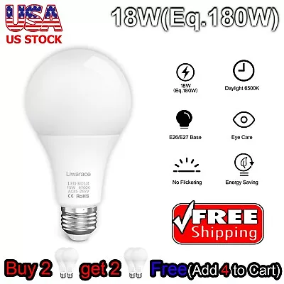 A21 LED Light Bulb Efficient 18W 1800Lumens E26/E27 Energy Saving Daylight 6500K • $12.95