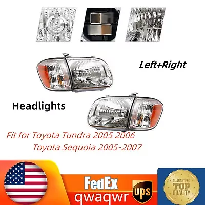 Headlights Fit Toyota Tundra 2005 2006/ Sequoia 05-06 2007 Headlamps Left+Right • $88