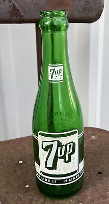 7-Up Bottle Vintage 7oz ACL 1955-1964 Bottler Not Stated On Label Green Glass • $5.99