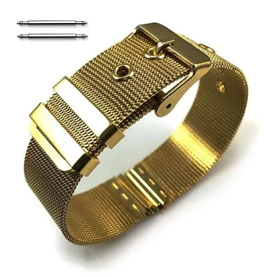 Thin Gold Tone Stainless Steel Metal Mesh Replacement Watch Band Strap #5108 • $14.95
