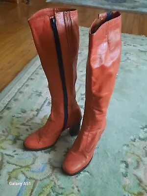 Vintage 70s Brazilian Made Red Leather Boots 7.5 US  • $199.99