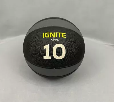 Ignite Medicine Ball 10LB SPRI Black Grey Exercise Fitness Youth Adult Sport • $24.99