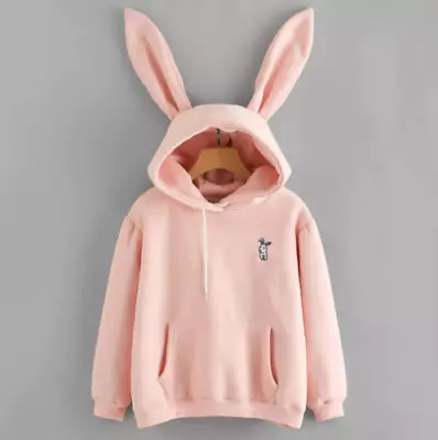 Cute Rabbit Ear Hoodie Kawaii Bunny Pastel Front Pocket Animal Hooded Jacket • $45.20