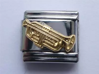 SILVER TRUMPET MUSIC ITALIAN CHARM Fits All 9mm Classic Italian Bracelet K3 • £2.90