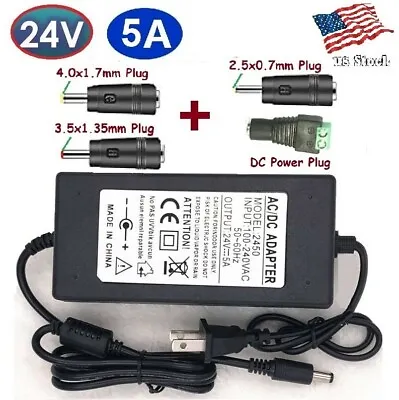 24V 5A 120W AC/DC Adapter Power Supply For Home Electronics + 4 Power Plug Tips • $16.12