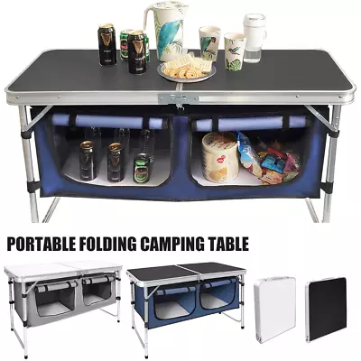 23FT Portable Folding Aluminium Camping Table Outdoor Garden Party Picnic BBQ • £8.49