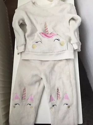 George Unicorn Girls Fleece White Pyjamas Age 3-4 Years • £5.18