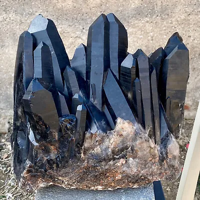 32LB Natural Beautiful Black Quartz Crystal Cluster Mineral Specimen. • $0.99