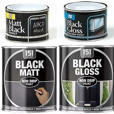 151 Matt/Gloss Black Paint Tin 180ml 300ml Indoor Outdoor Chalkboard • £4.98