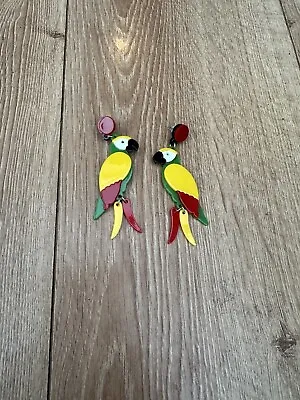 Zara Beautiful Colourful Parrot Bangle Earrings VGC • £4.50