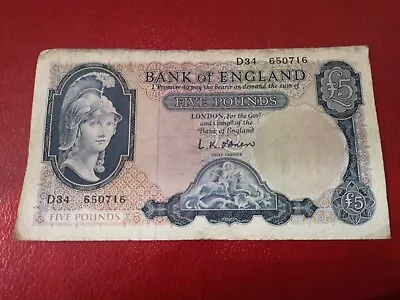 Bank Of England £5 Pound O'Brien 1957 (B277) • £18