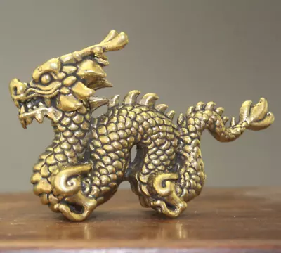 Chinese Old Copper Dragon Statue Decoration L155 • $21.82