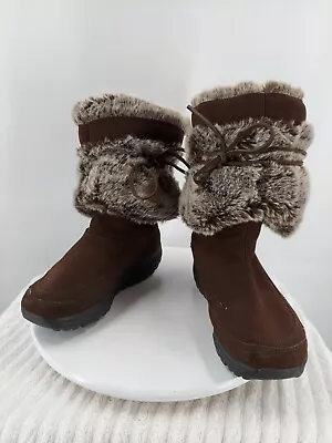 $85 • Buy Skechers Shape Ups Faux Fur Lined Winter Boots Size 7.5 Brown Leather 24874 EUC
